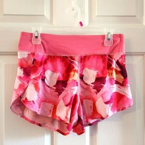 Athleta Run With It Pink Watercolor Floral Athletic Running Shorts
